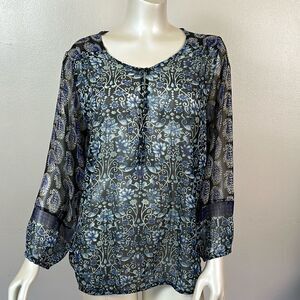 Lucky Brand Botanical Paisley Sheer Long Sleeve
Buttoned Blouse large multimedia